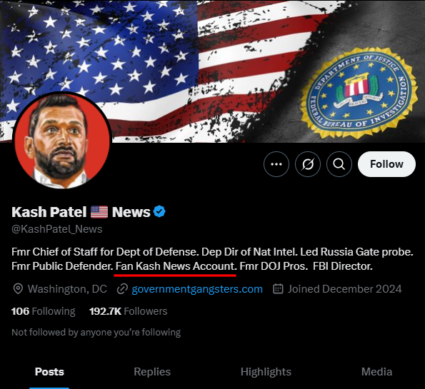 Kash Patel fan account